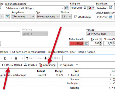 X-Rechnung in der Projektzeiterfassung