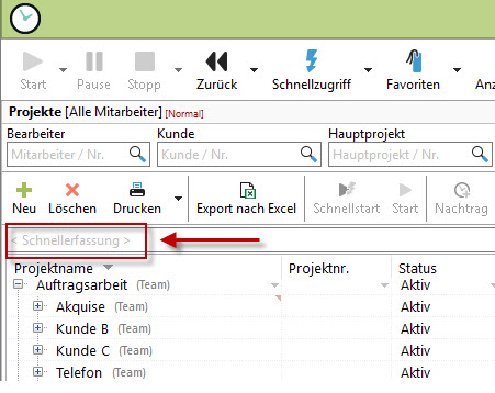 Projekt Schnellerfassung
