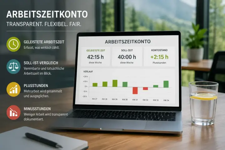 KI-Bild zur Verdeutlichung eines Arbeitszeitkontos.